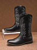 Men's Embroidered Chelsea Boots, Suitable For All Seasons, Outdoor High-Top Super Fiber Leather Boots, British Style Men's Boots, Western Cowboy Boots