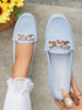 Women's Spring New Gold Chain Elegant Slip-On Loafers, Lightweight Comfortable Versatile Rubber Flat Shoes