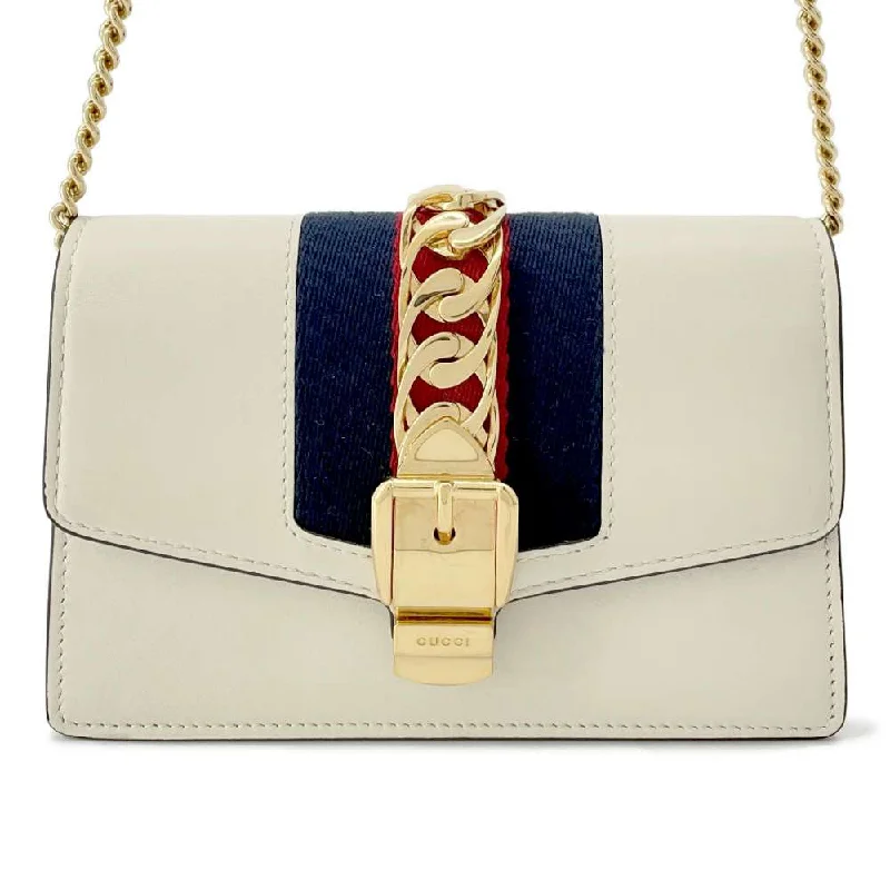 Gucci Dionysus bags for women with tiger - head claspsGUCCI Sylvie ChainShoulder White 494646 Leather Size Mini