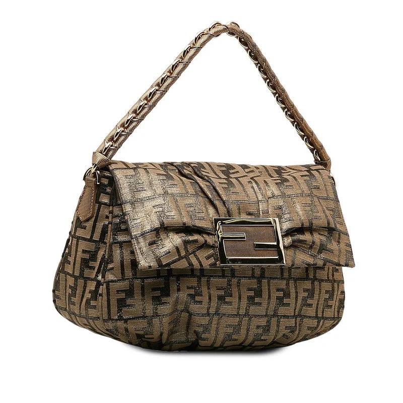 Fendi tote bags with a printed Fendi logo on the front for high brand visibilityFendi Zuka Chain Shoulder Bag 8BR614 Gold Canvas Leather Ladies Fendi