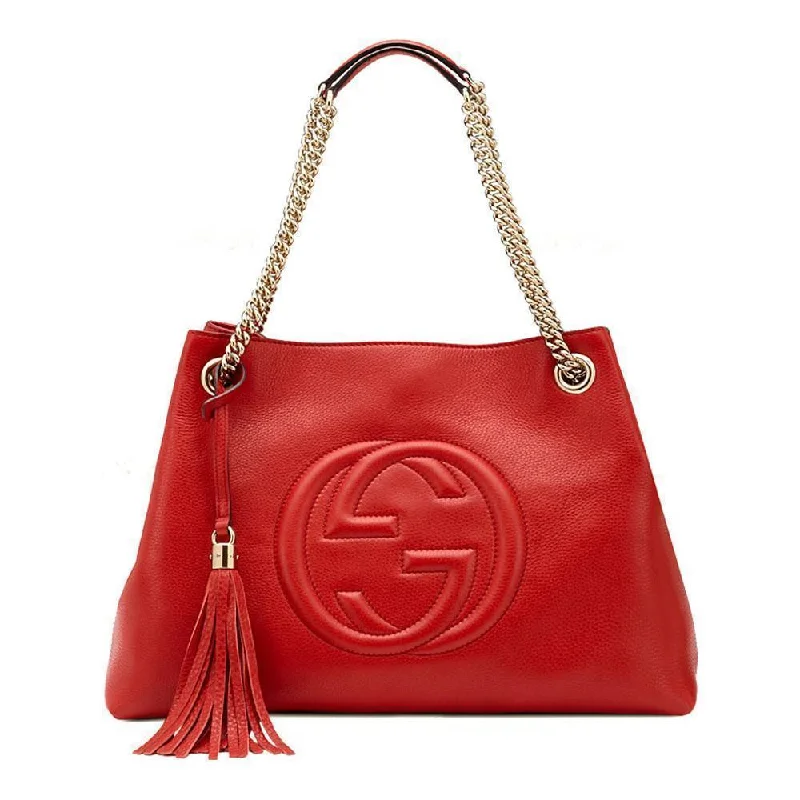 Gucci Marmont bags for women with a snakeskin - effect panelGucci Soho Red Cellarius GG Logo Leather Chain Tote Bag