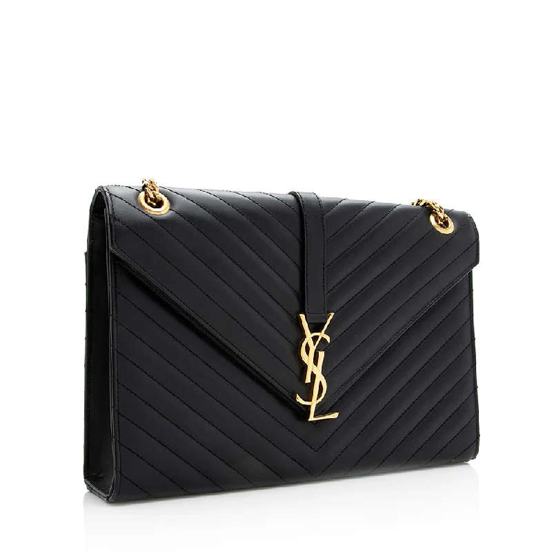 Yves Saint Laurent leather crossbody bagsSaint Laurent Matelasse Calfskin Monogram Large Envelope Bag 19628