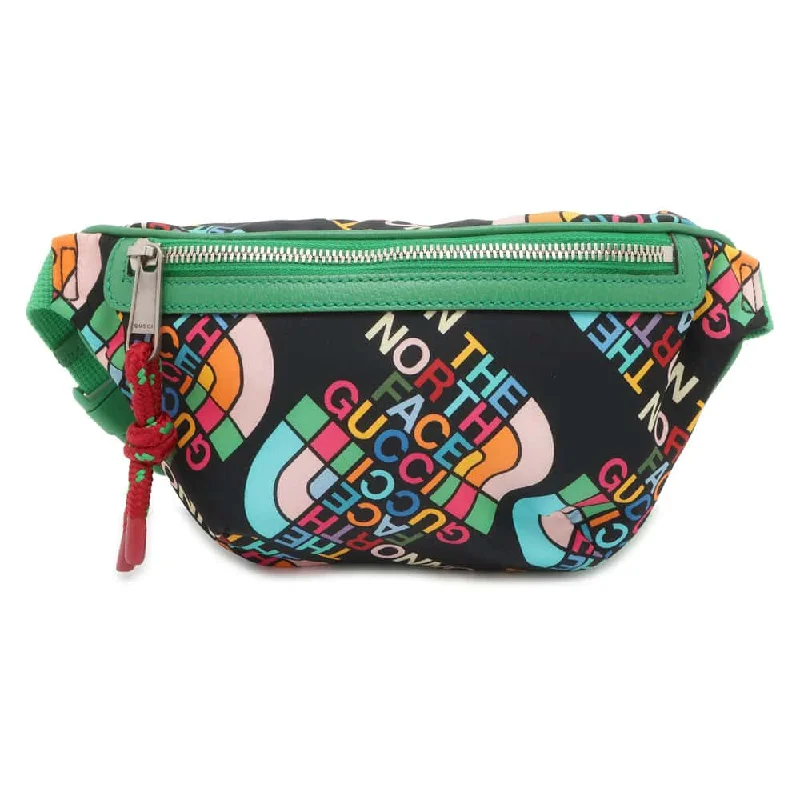 Women Gucci crossbody bags with a printed floral patternGUCCI North Face Collaboration Crossbody Bag Black/Multicolor 650299 Nylon