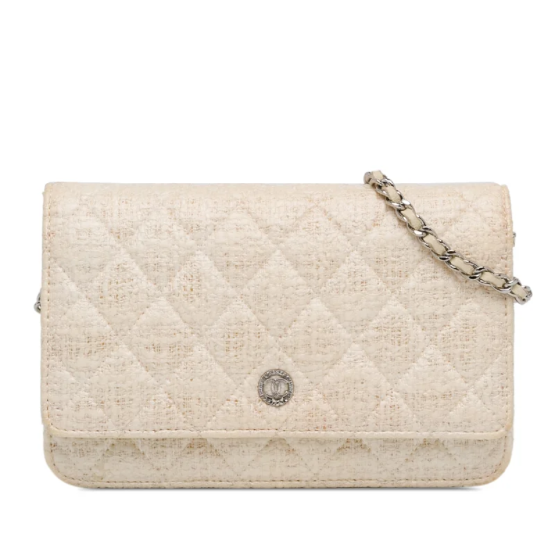 Yves Saint Laurent mini bags with chain strapsWhite Chanel CC Coated Tweed Wallet On Chain Crossbody Bag