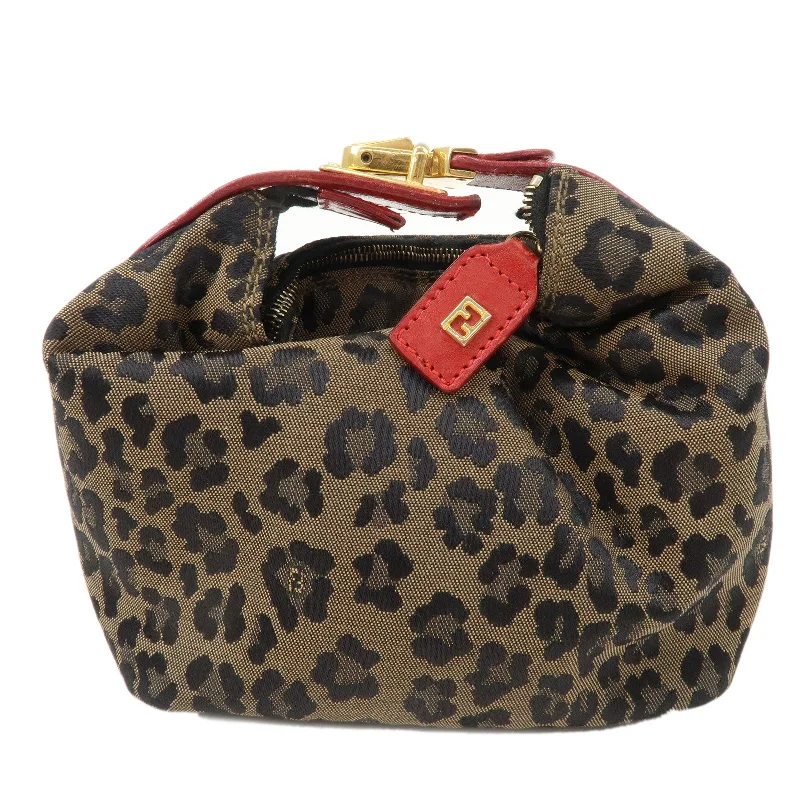 Fendi backpacks with a sleek, modern design and a matte finishFENDI Leopard Canvas Leather Vanity Bag Cosmetic Pouch 263600