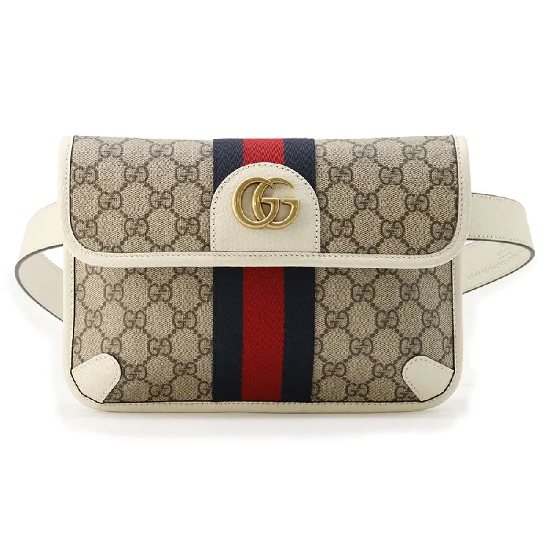 Gucci tote bags for women with a double - handle designGUCCI GG Supreme Ophidia belt bag White/Beige 674081 GG SupremeCanvas Leather