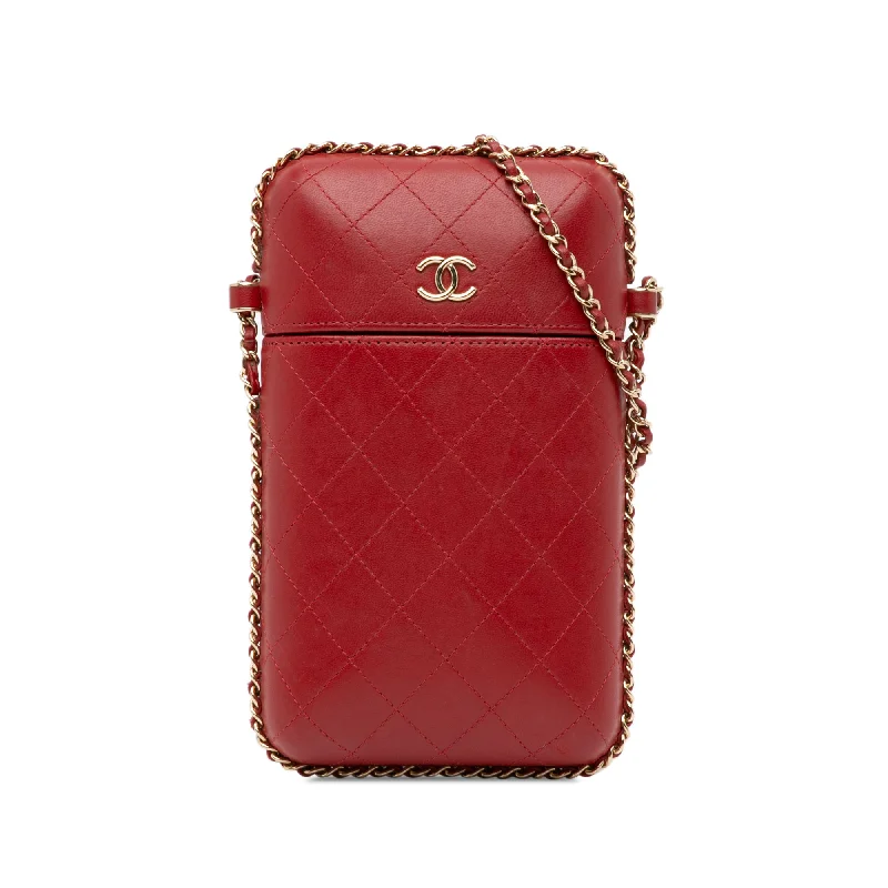 Yves Saint Laurent Rockstud bags for eveningRed Chanel CC Quilted Lambskin Chain Around Phone Holder Crossbody Bag