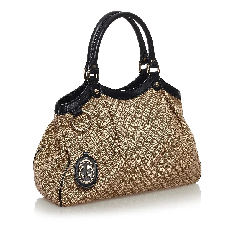 Gucci tote bags for women with a water - resistant coatingGucci Diamante Sukey Canvas Tote Bag (32384)