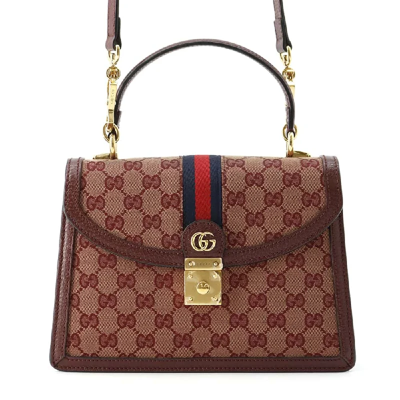 Gucci Marmont bags for women with a contrast - colored interiorGUCCI Offdia 2way Shoulder Bag Bordeaux 651055 Canvas Leather