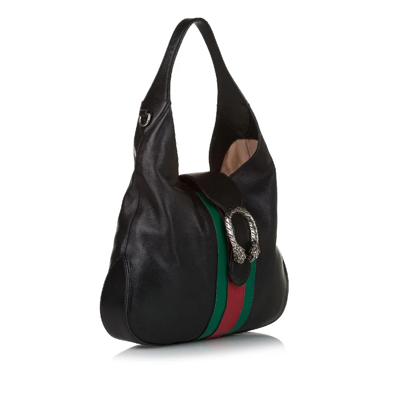 Women Gucci bags with a magnetic snap closure for easy accessGucci Dionysus Web Leather Hobo (31263)