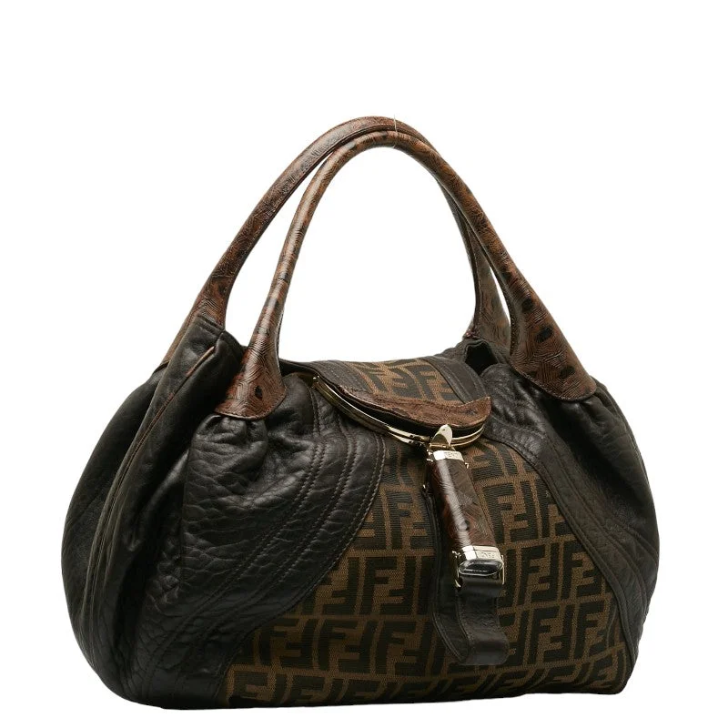 Ladies Fendi Peekaboo bags with gold - toned hardware for a touch of luxuryFendi Zuka Spy Bag 8BR511 Brown Leather Ladies Fendi