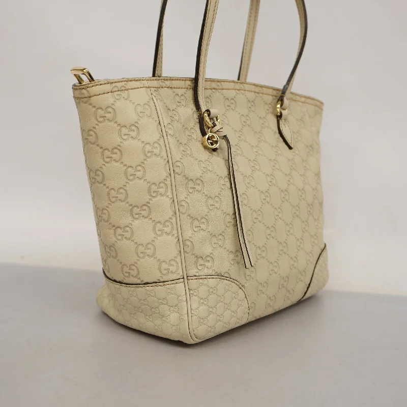 Women Gucci Sylvie bags with a leather - wrapped handleGUCCI ssima Tote Bag  Shima 353119 Women's Leather Tote Bag Ivory