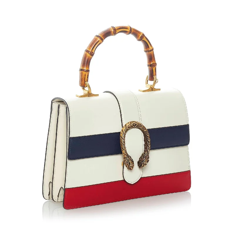 Women Gucci crossbody bags with a printed floral patternGucci Dionysus Bamboo Top Handle Leather Satchel (32019)