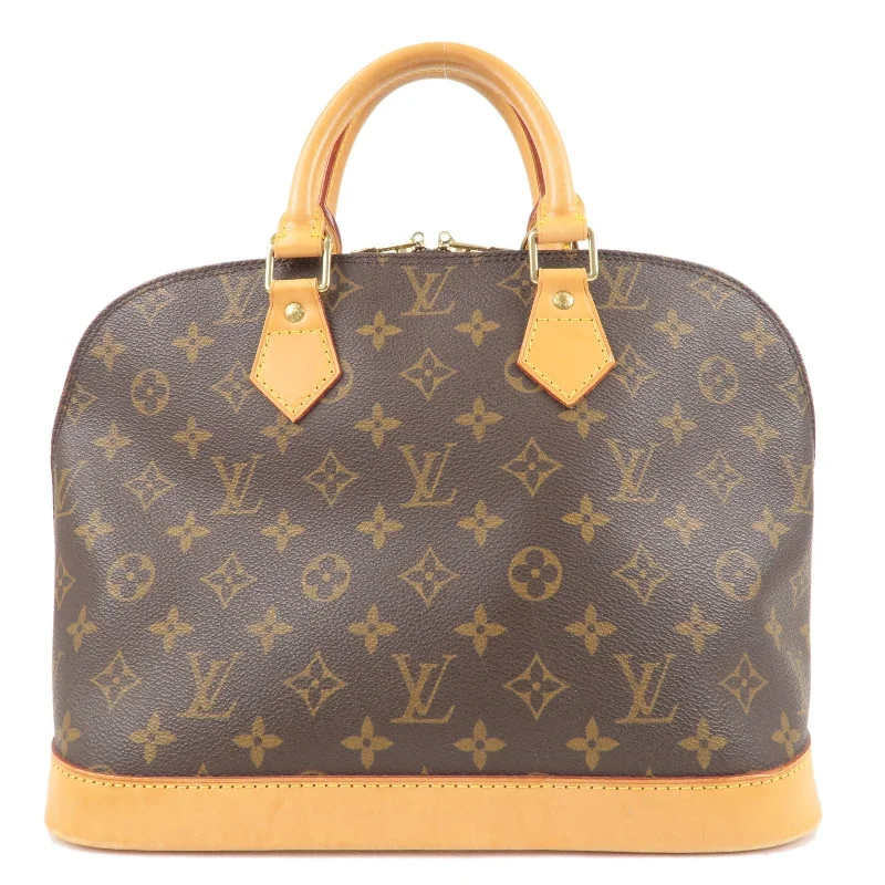 Louis Vuitton bags with a chain - link trim and a leather body for a modern edgeLouis Vuitton Monogram Alma Hand Bag Brown M51130