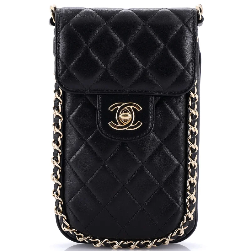 Luxury brand bags on saleChain Around Phone Holder Crossbody Bag Quilted Lambskin