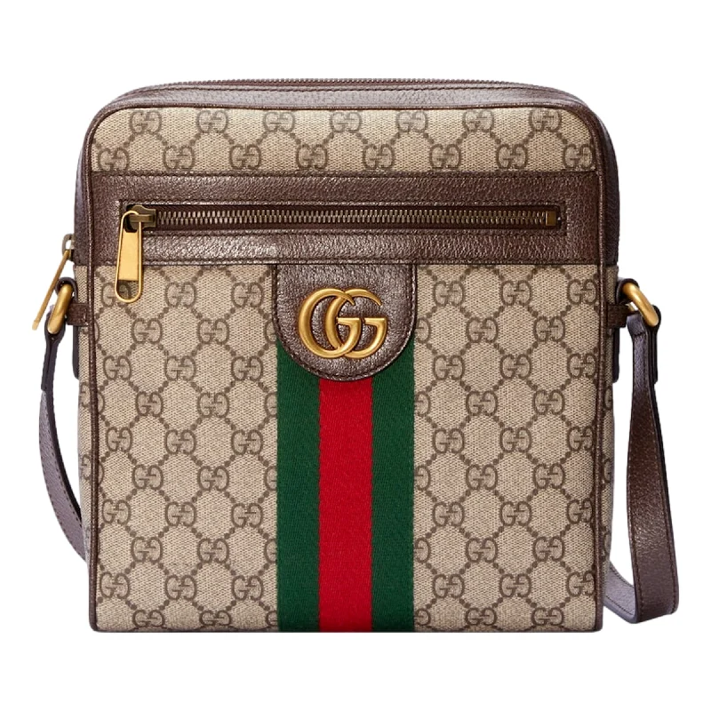 Gucci tote bags for women with a spacious interiorGucci Ophidia Large GG Supreme Logo Brown Leather Messenger Bag