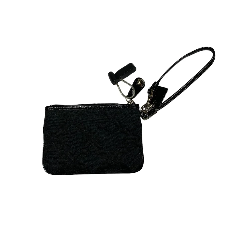 Coach bags with a chain - link trim and a leather body for a modern edgeWristlet Designer By Coach  Size: Small