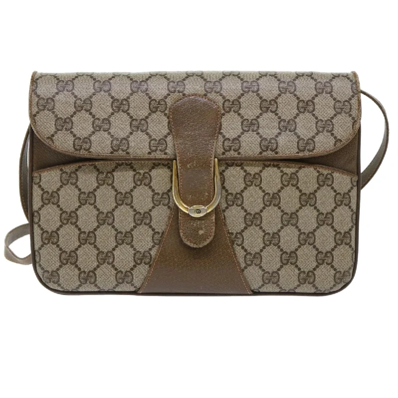 Ladies Gucci shoulder bags with a wide - width strapGUCCI GG Canvas Shoulder Bag PVC Leather Beige 90402025  th3857