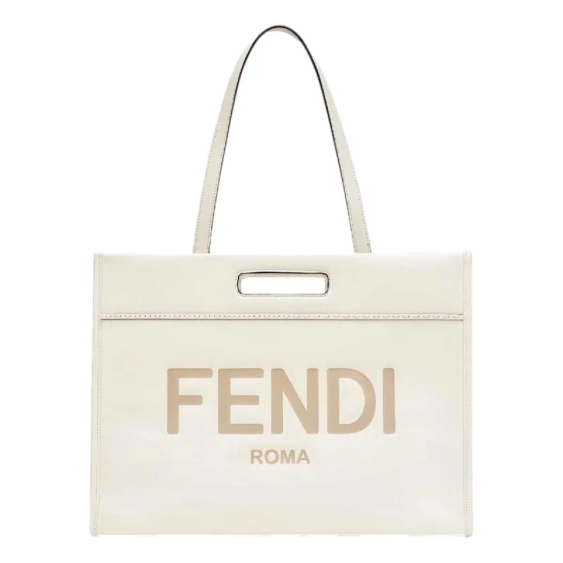 Fendi backpacks with a hidden back pocket for security and privacyFendi Logo 2-Way Smooth Ivory Leather Tote Bag