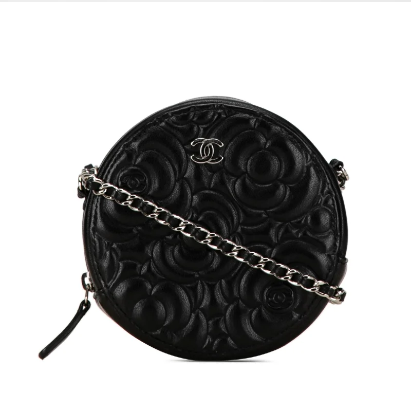 Yves Saint Laurent wallets and matching bagsBlack Chanel Goatskin Camellia Round Clutch with Chain Crossbody Bag