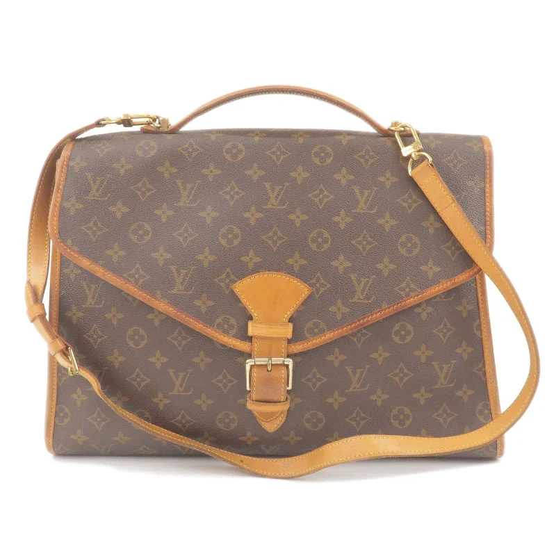 Louis Vuitton bags with a chain - link trim and a leather body for a modern edgeLouis Vuitton Monogram Beverly MM Shoulder Bag Brief Case M51121