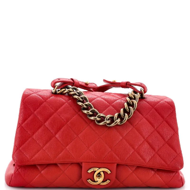 Luxury bags with chain strapsTrapezio Flap Bag Quilted Sheepskin Large