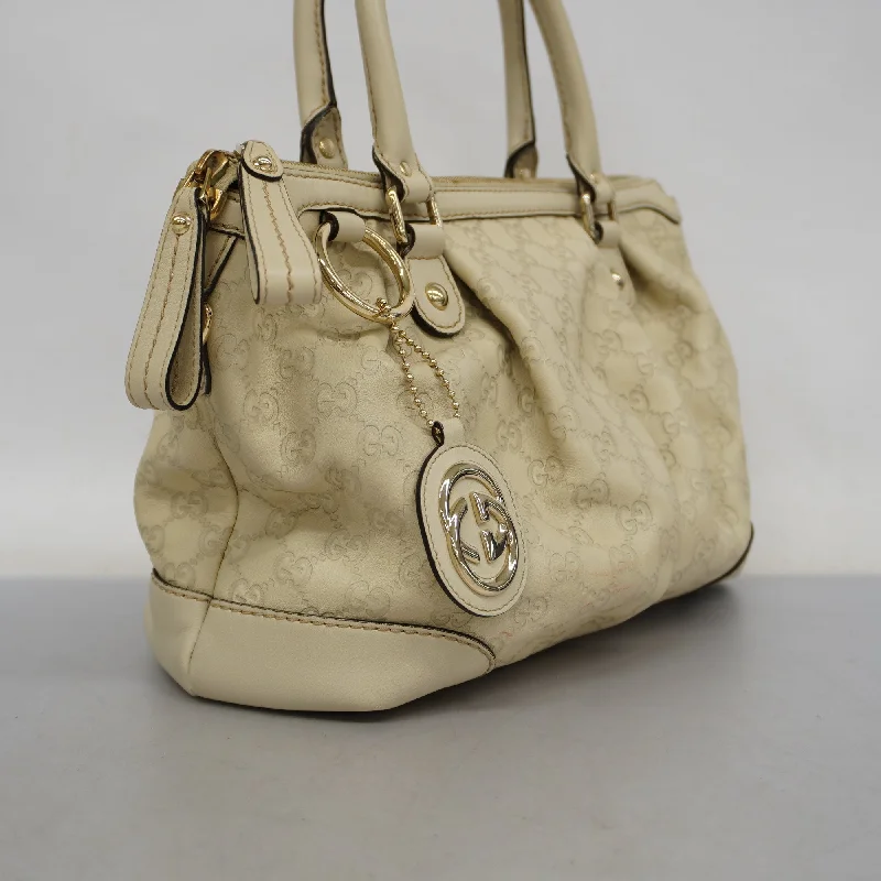 Women Gucci Sylvie bags with a monogram - embossed leatherGUCCI ssima Handbag sima 247902 Women's Leather Handbag Ivory