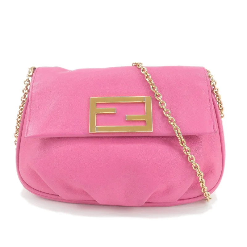 Fendi bags with a Bluetooth - enabled key finder for never losing keys againFENDI Leather Chain Shoulder Bag Purse Pink 8M0276