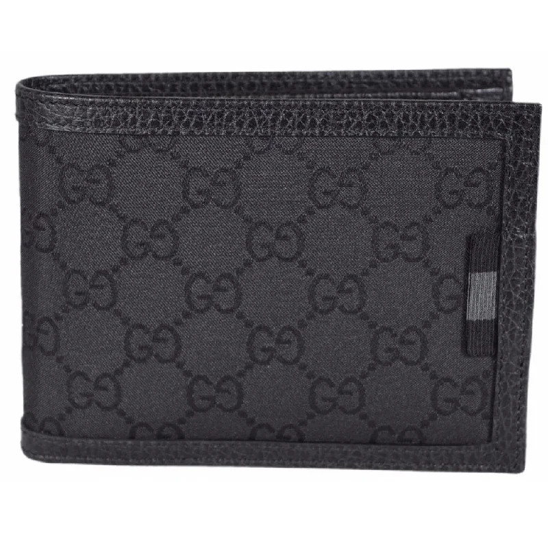 Women Gucci bags with a detachable mobile phone holderGucci Men's Black Nylon GG Web Tab Trifold Passcase ID Wallet 217044