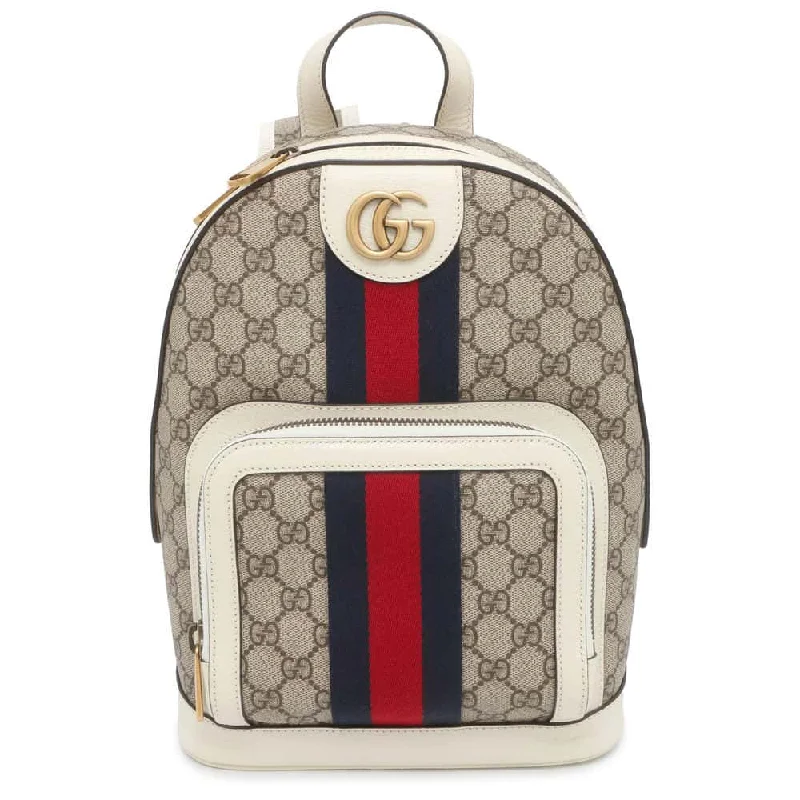 Women Gucci Sylvie bags with a leather - wrapped handleGUCCI Ophidia GG Supreme Backpack Beige/White 547965 GG Supreme Canvas Leather