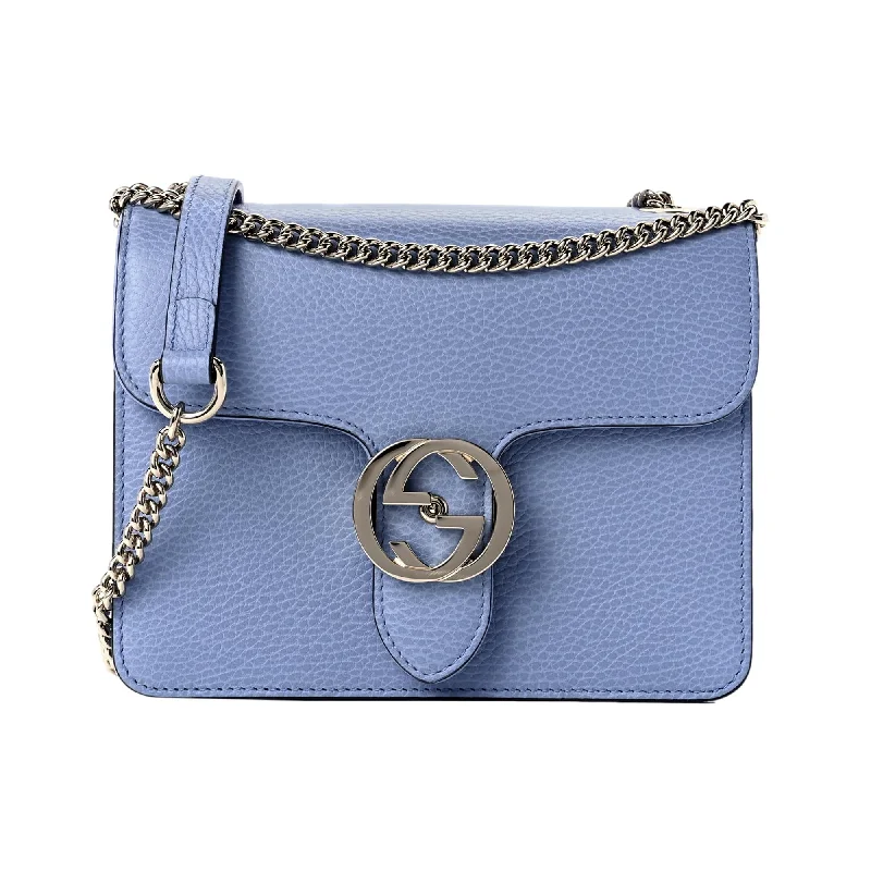 Gucci crossbody bags for women with adjustable leather strapsGucci Icon GG Interlocking Mineral Blue Calf Leather Crossbody Bag