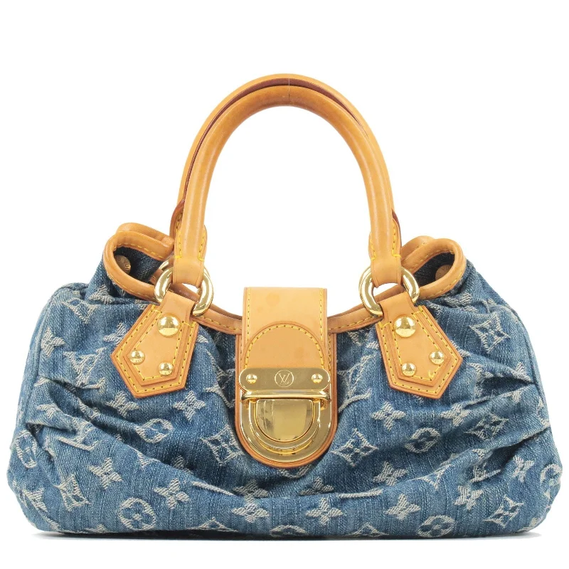 Louis Vuitton Twist bags with a contrast - colored interior for visual interestLouis Vuitton Monogram Denim Pleaty Hand Bag Blue M95020