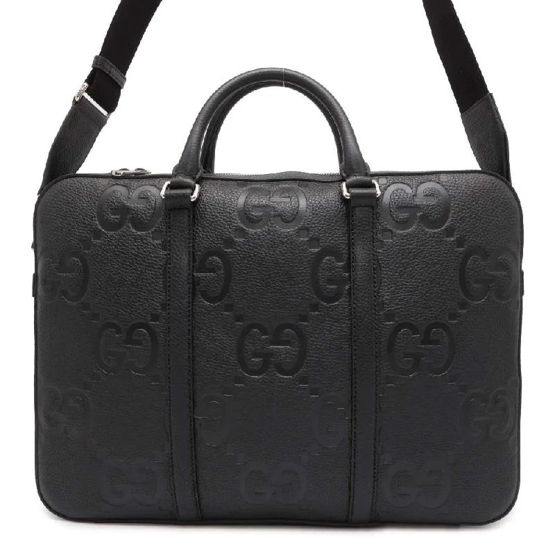 Gucci handbags for women with a beaded trimGUCCI Jumbo GG 2way Briefcase Black 658573 Leather