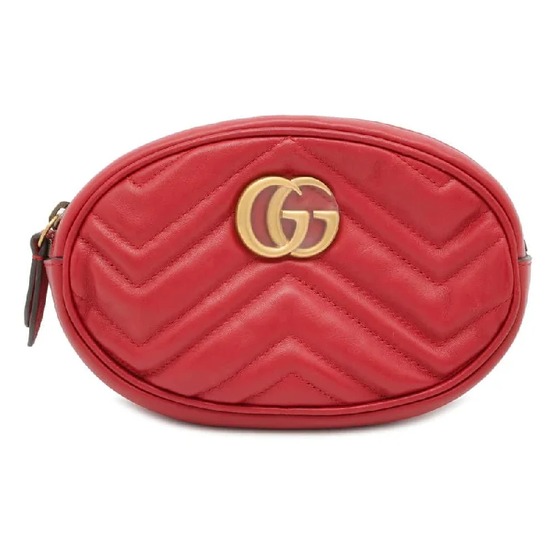 Gucci Marmont bags for women with gold - toned hardwareGUCCI Crossbody Bag GG Marmont Red 476434 Leather