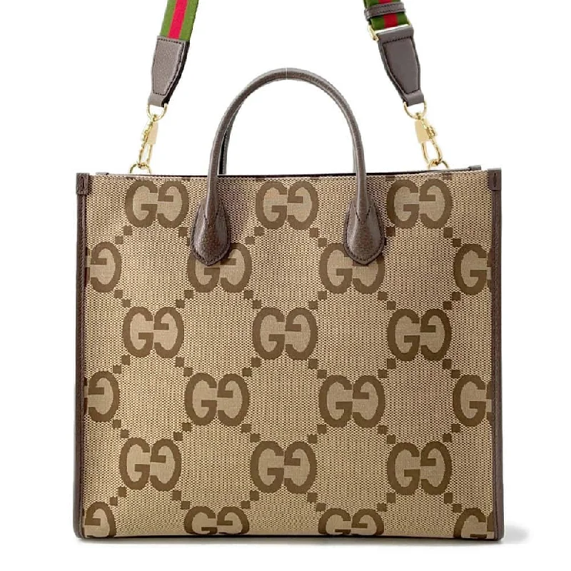 Gucci handbags for women with a beaded trimGUCCI Jumbo GG 2way Tote Bag Beige/Brown 678839 Canvas Leather