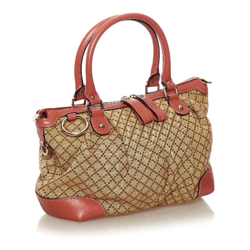 Women Gucci crossbody bags with a woven leather strapGucci Diamante Sukey Canvas Satchel (34461)