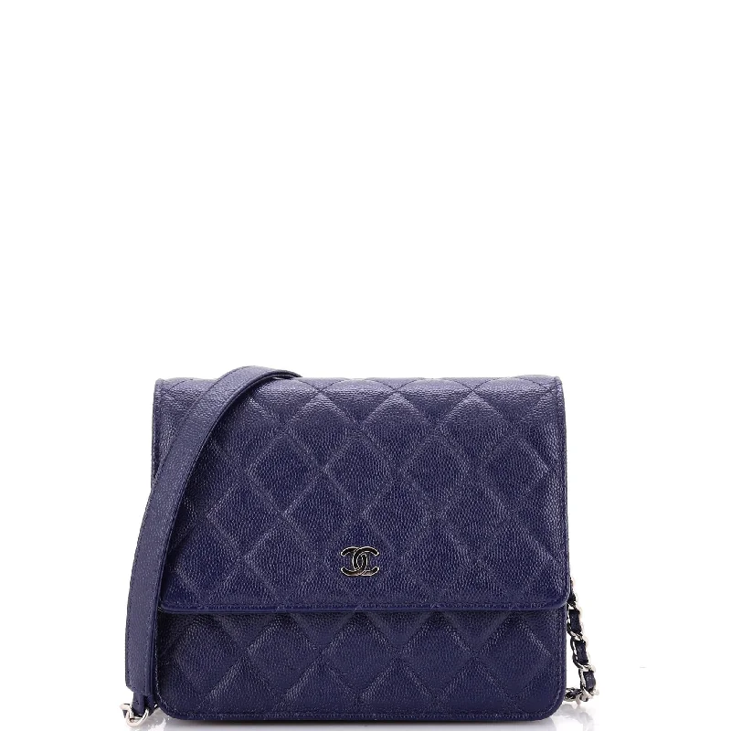 Customizable monogram bagsSquare Wallet on Chain Quilted Caviar