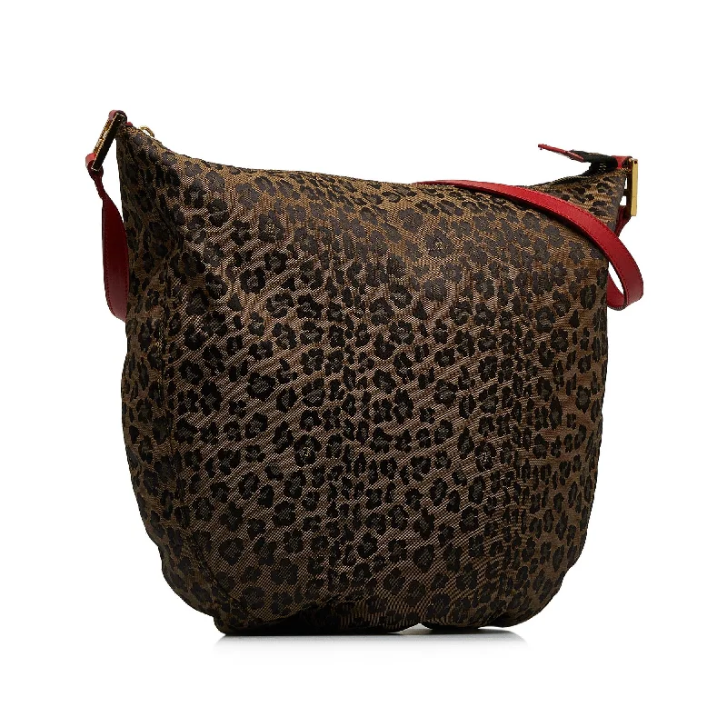 Fendi bags with a detachable mobile phone holder for on - the - go connectivityFendi Leopard Print Hobo (SHG-xuVedU)