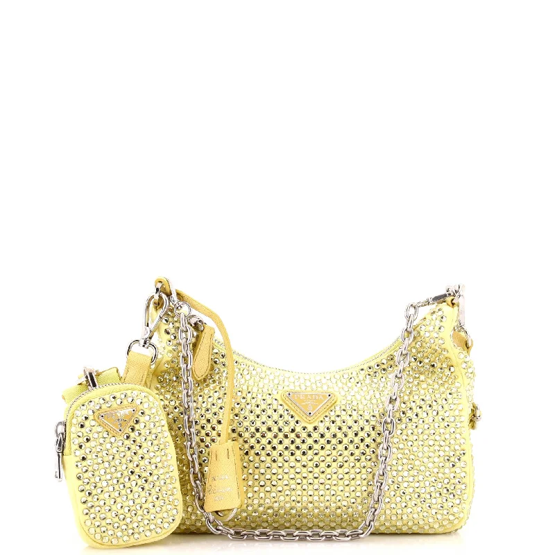 Water-resistant travel backpacksRe-Edition 2005 Shoulder Bag Crystal Embellished Satin Small