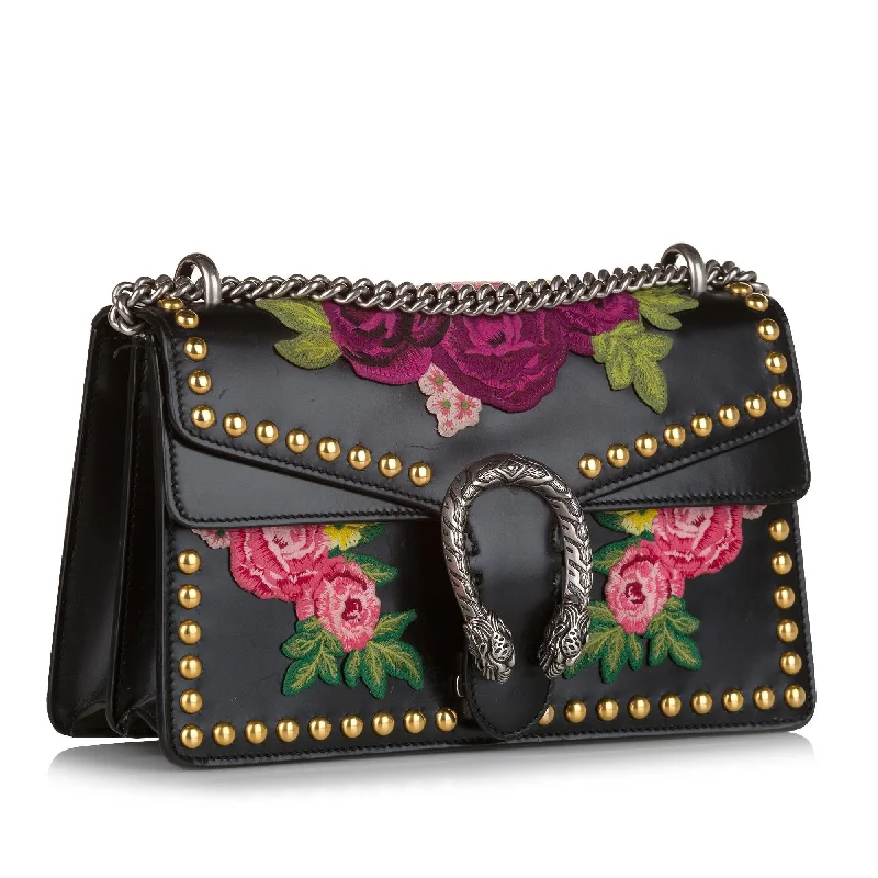 Women Gucci crossbody bags with a printed floral patternGucci Dionysus Embroidered Studded Shoulder Bag (37763)