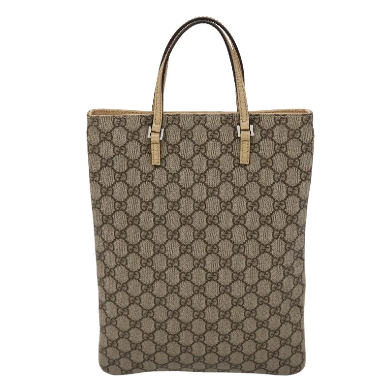 Ladies Gucci shoulder bags with a single - handle designGucci GG Canvas Hand Bag PVC Leather Beige 117551  45968