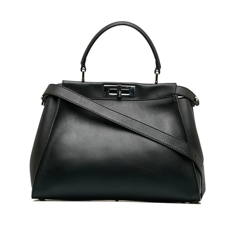 Fendi backpacks with a built - in lock for added securityFendi Peekaboo Monster Handbags 2WAY 8BN290 Black Leather Ladies