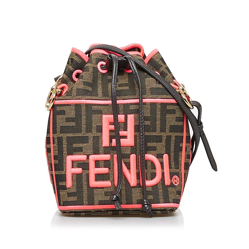 Fendi crossbody bags with a detachable wallet on chain for a hands - free wallet optionFENDI FENDI 8BS010 Shoulder Bag Canvas/Leather Brown Pink Ladies Fender