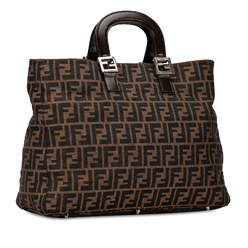 Ladies Fendi shoulder bags with a hidden magnetic pocket for discreet storageFENDI Large Zucca Twins Tote Tote Bag