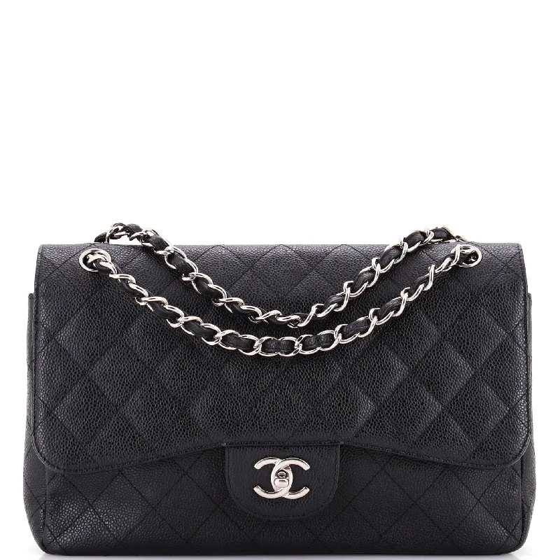 Designer bags with detachable strapsVintage Classic Double Flap Bag Quilted Caviar Jumbo