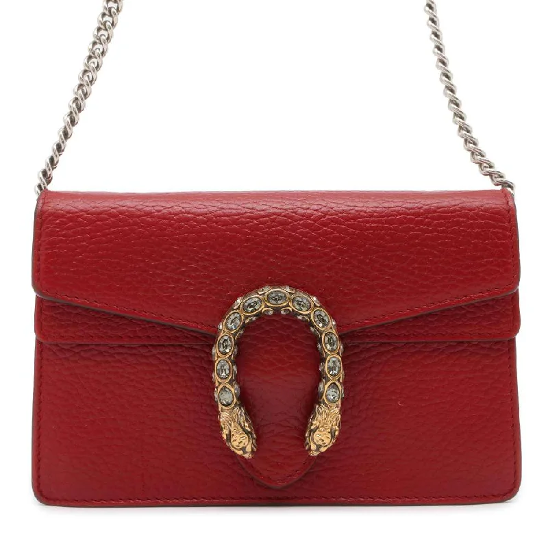 Ladies Gucci Dionysus bags with a chain - link shoulder strapGUCCI Dionysus Chain Shoulder Bag Red 476432 Leather