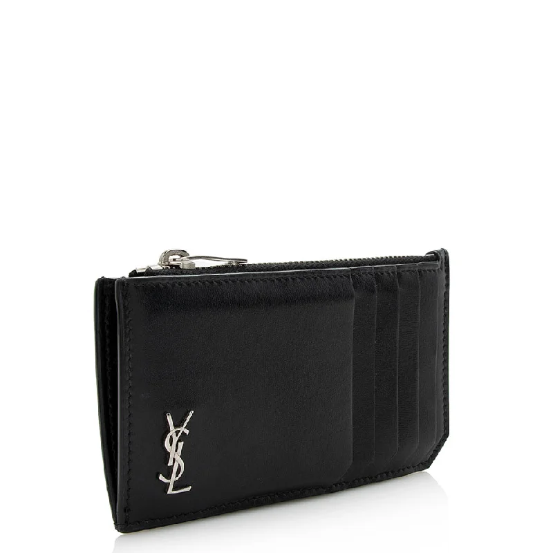 Yves Saint Laurent tote bags for workSaint Laurent Leather Tiny Cassandre Fragments Zipper Card Case 21818