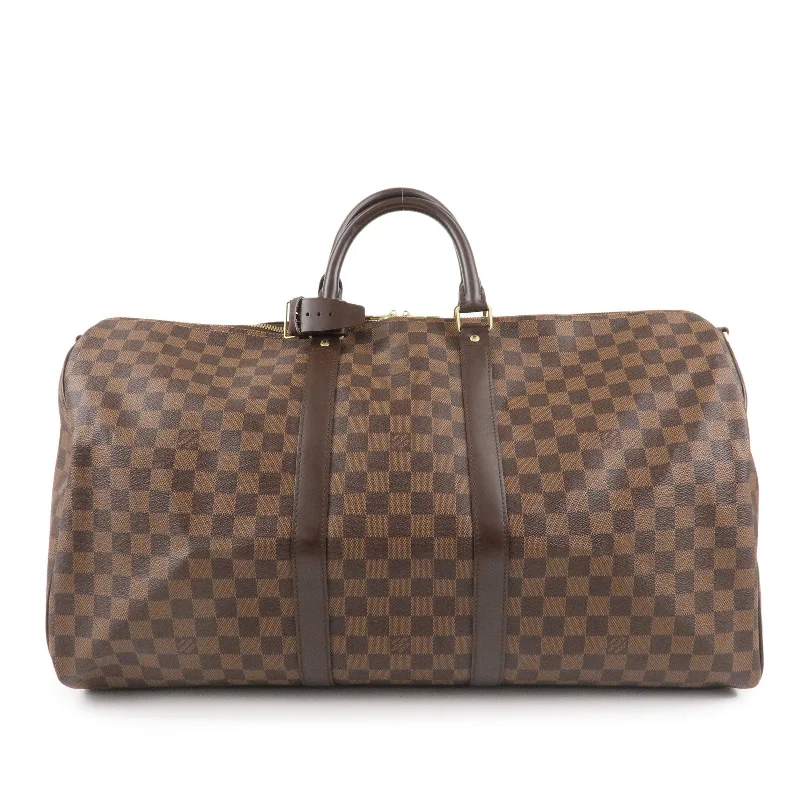 Louis Vuitton backpacks with a padded back panel for comfort during long - wearLouis Vuitton Damier Keep All Bandouliere 55 Boston Bag M41414