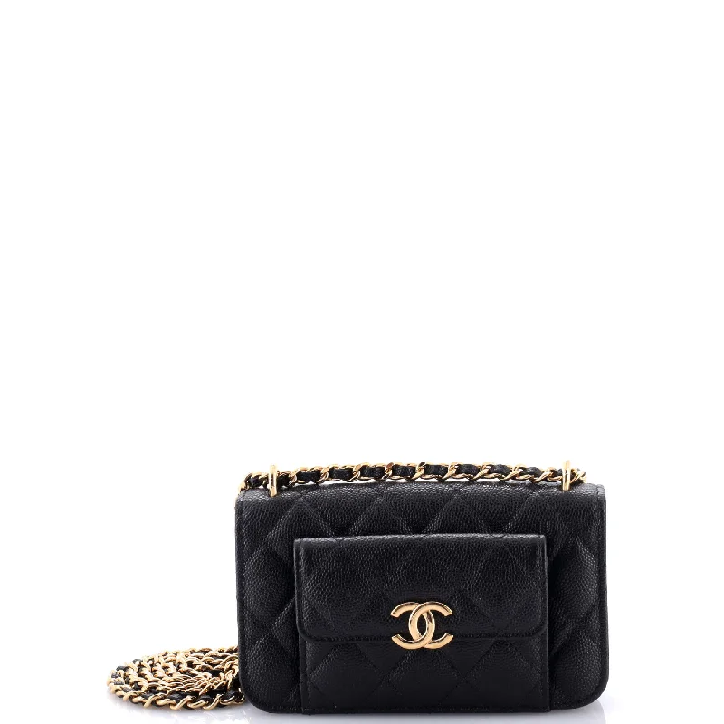 Elegant clutch bags for weddingsPocket Twins Clutch with Chain Quilted Caviar