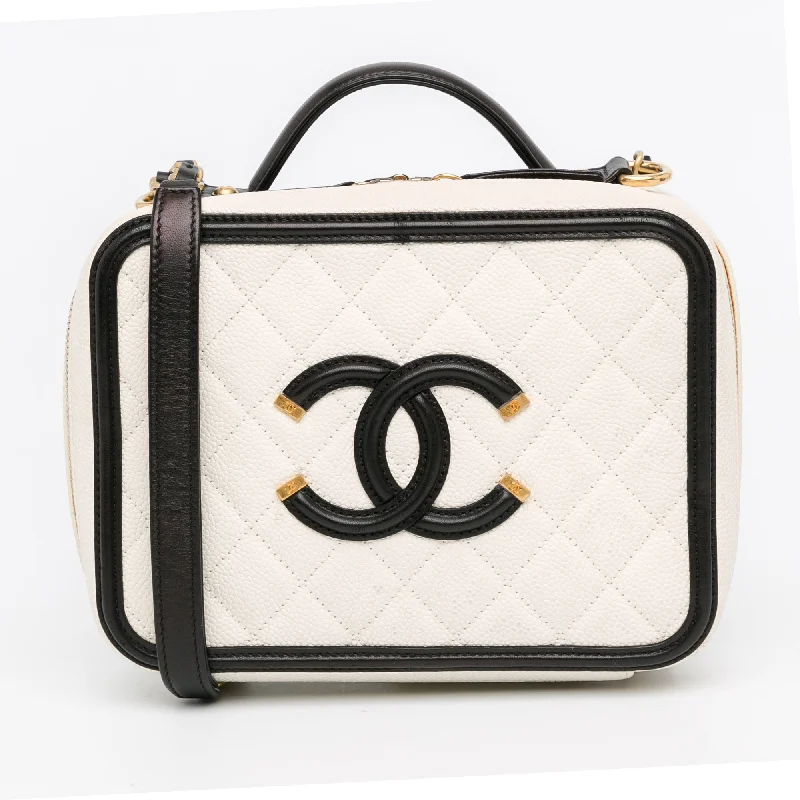 Yves Saint Laurent bags for casual everyday wearWhite Chanel Small Caviar CC Filigree Vanity Case Satchel